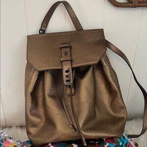 Liebeskind Metallic Bronze Leather Backpack